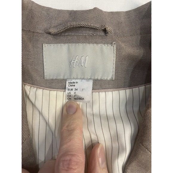 H&M Beige Women's Blazer Size S long Sleeves, Button Closure, Pockets - Picture 7 of 14